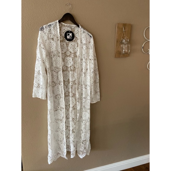 Crochet knit kimono cardigan - Picture 2 of 3